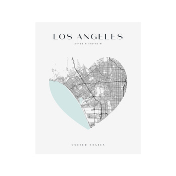 Plakat Mapa miasta Los Angeles serce 21X29,7 cm
