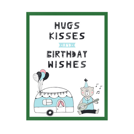 Plakat Urodzinowy Hugs kisses 40X50 cm + ramka zielona