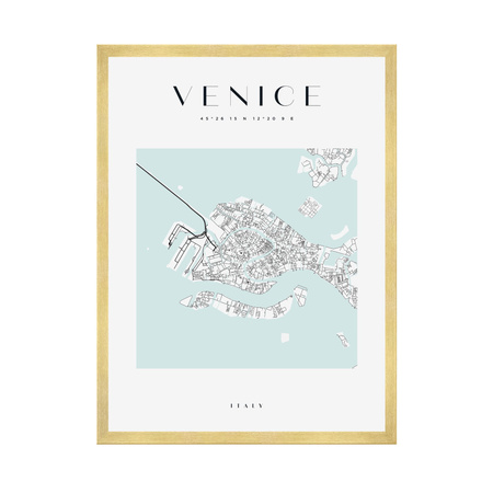 Plakat Mapa miasta Wenecja kwadrat 40X50 cm + ramka złota