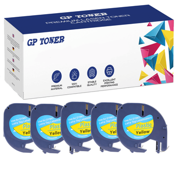 5x Taśma do Dymo LetraTag 59423 12mm x 4m Żółta Plastik - zamiennik GP-DY59423 x5